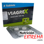 ViagreX - Sildenafil 100 mg x 4 tabletas. XT Labs Original - Se utiliza para tratar a varones adultos que sufren de disfuncin erctil o impotencia